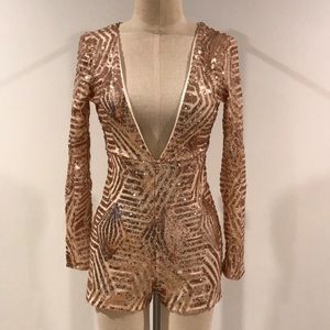 Rose gold sequin romper